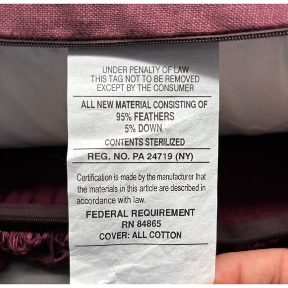 Dransfield & Ross Throw Pillow Plum Burgundy Red Pink Tassel Feather Down Insert - Picture 5 of 6